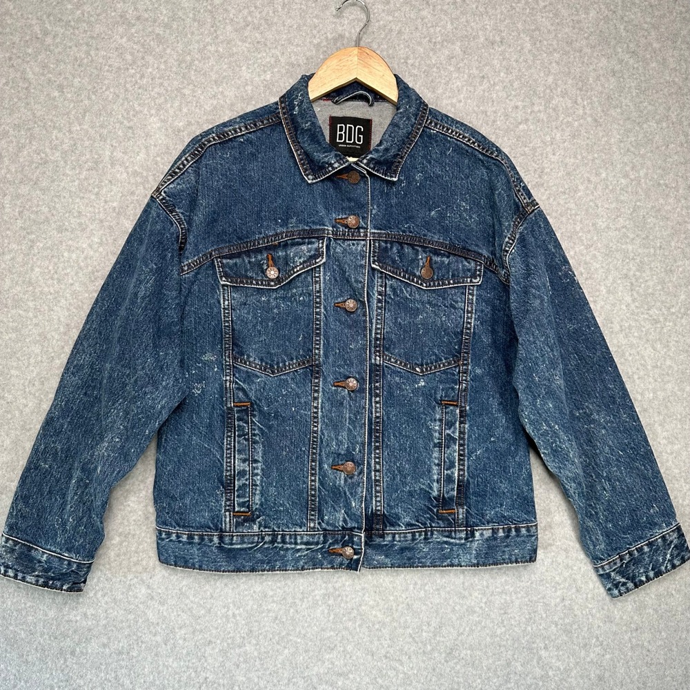 BDG Urban Outfitters Acid Wash Denim Jacket Oversized Trucker Blue Women's S NEW